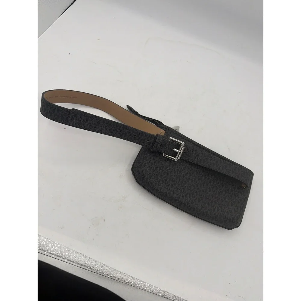 NWOT Michael Kors Signature Monogram Stripe Belt Bag Fanny Pack Black/Grey